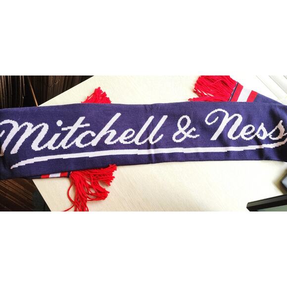 SCARF-NY GIANTS-Mitchell & Ness-Blue-Red Fringe - Picture 4 of 7